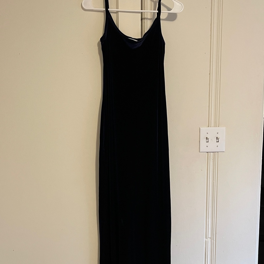 Blue velvet maxi dress